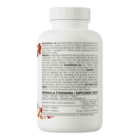 VITAMINE D3+K2 90TABS OSTROVIT